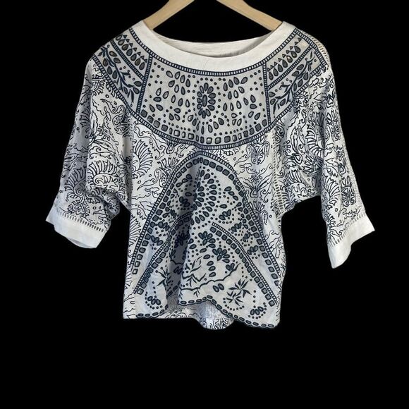 Anthropologie Maeve Ester NWT White/Blue Eyelet Top Sz XS - Picture 4 of 10